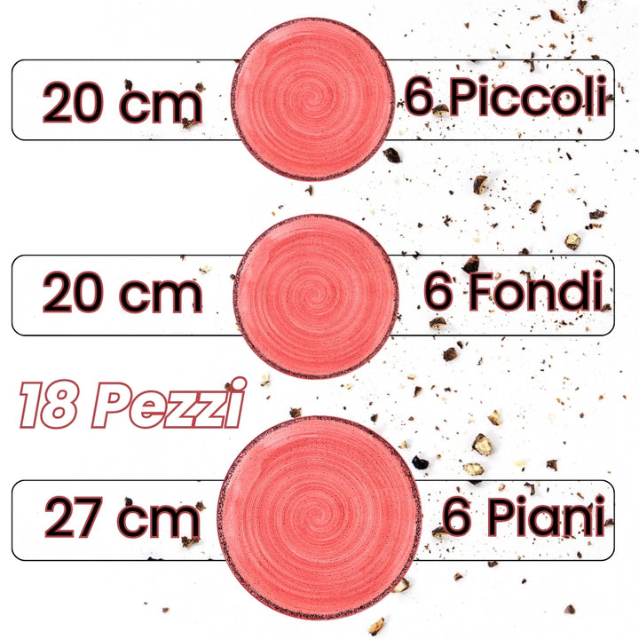 Servizio Piatti 18 Pezzi in Porcellana – Bordeaux con Effetto Granuli | Collezione Pepper
