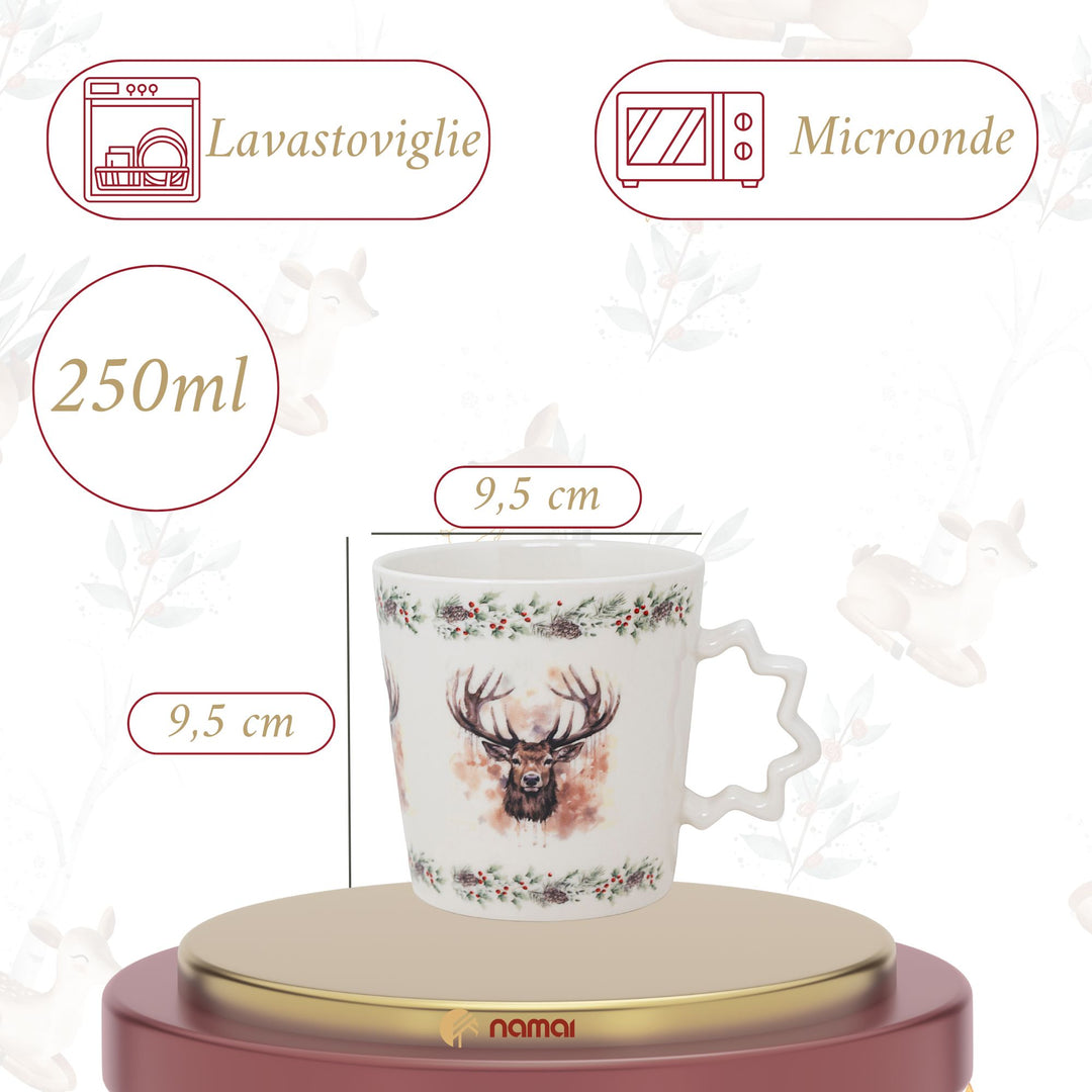 Set 4 Tazze 250 ml – Cervi | Incanto d’Inverno
