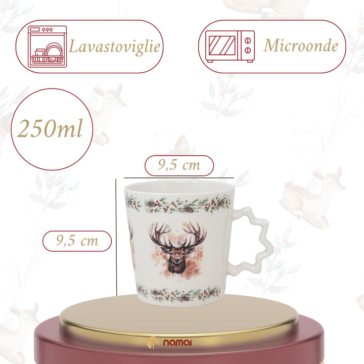 Set 4 Tazze 250 ml – Cervi | Incanto d’Inverno
