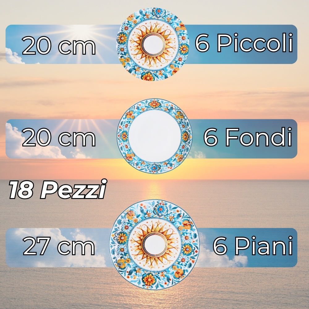 Servizio Piatti 18 Pezzi in Porcellana – Collezione Aurora | Sole e Colore in Tavola
