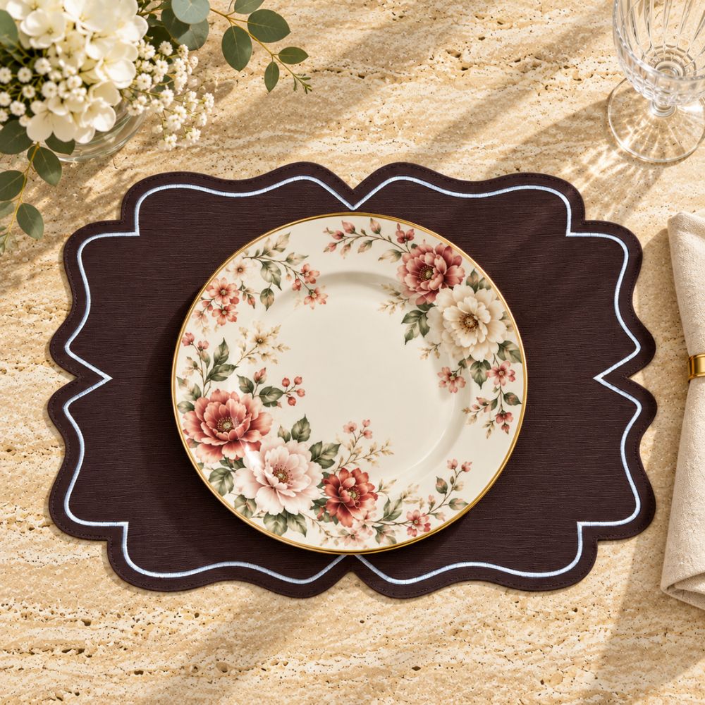 Set 6 Sottopiatti Chic Similpelle | Marrone