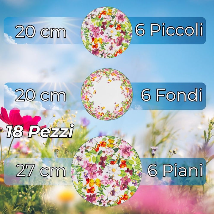 Servizio Piatti 18 Pezzi in Porcellana – Spring | Colore e Freschezza sulla Tua Tavola