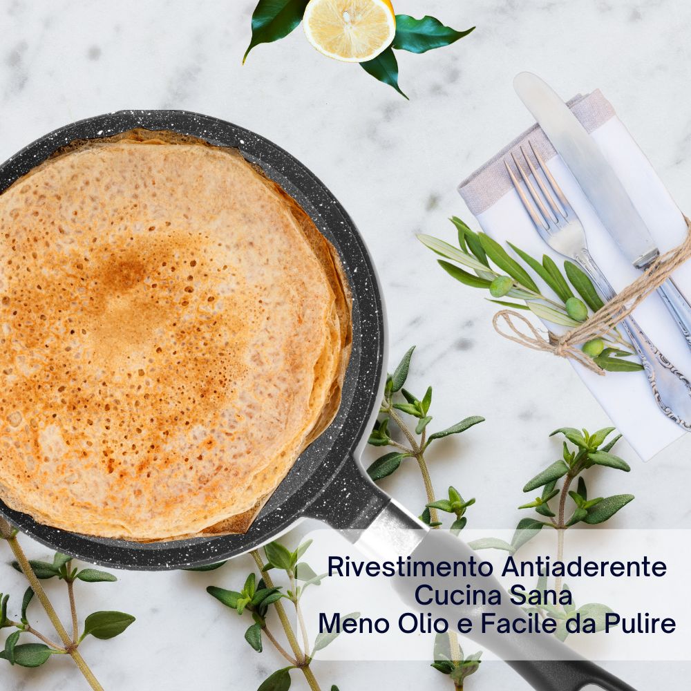 Padella rotonda antiaderente in alluminio sabbiato, rivestimento antiaderente cucina sana meno olio e facile da pulire (33633106) (38866698)