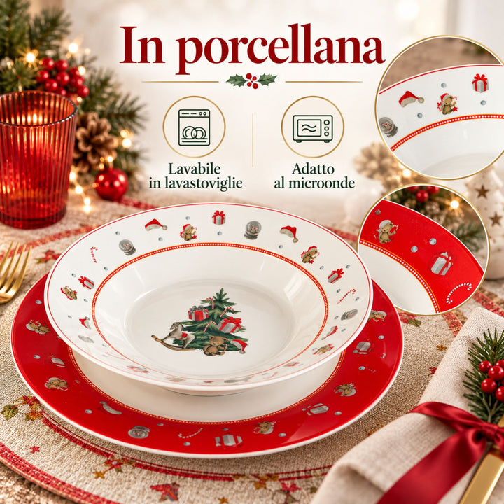 Servizio Piatti Natalizi 18 Pezzi – La Magia del Natale sulla Tua Tavola