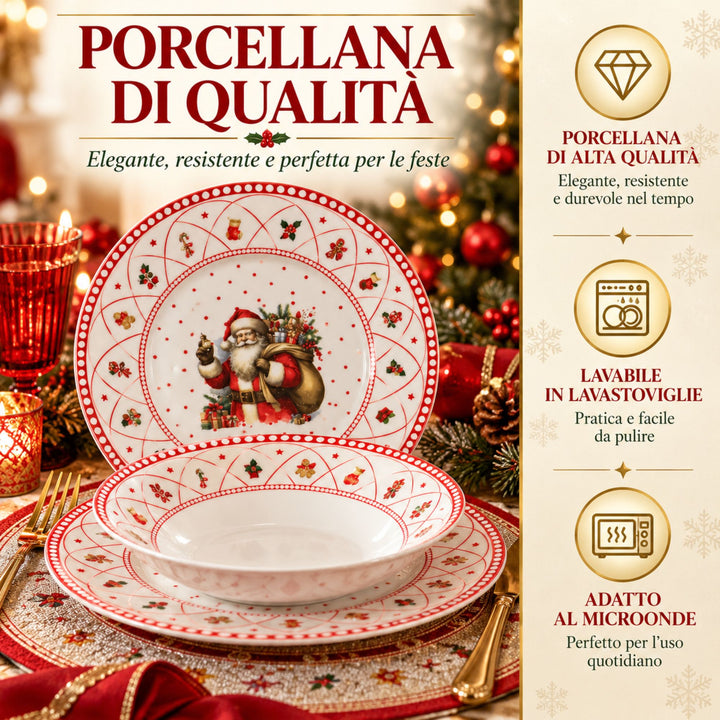 Servizio Piatti Natalizi 18 Pezzi – La Magia del Natale sulla Tua Tavola