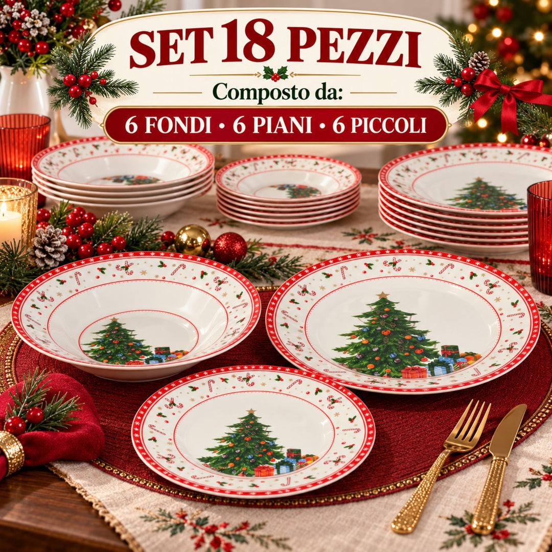 Servizio Piatti Natalizi 18 Pezzi – La Magia del Natale sulla Tua Tavola