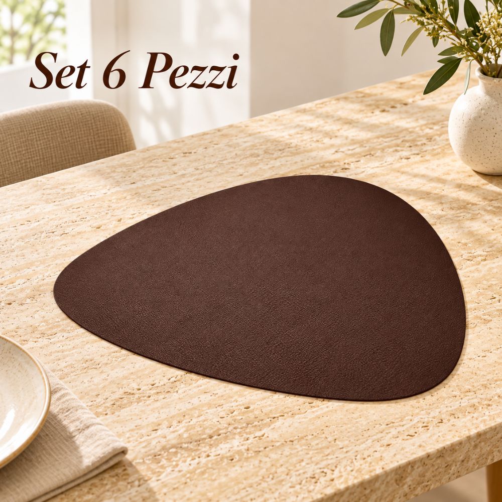 Set 6 Sottopiatti Irregolari Similpelle | Marrone/Avorio