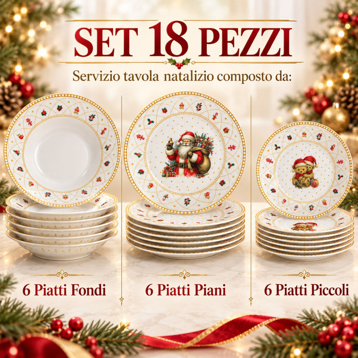 Servizio Piatti Natalizi 18 Pezzi – La Magia del Natale sulla Tua Tavola