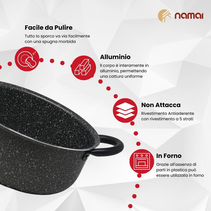 Casseruola antiaderente adatta al forno , no induzione, facile da pulire, in alluminio