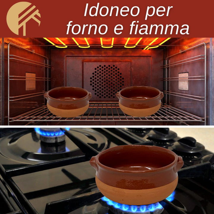 Tegamini in terracotta bicolor resistenti al calore alta qualità