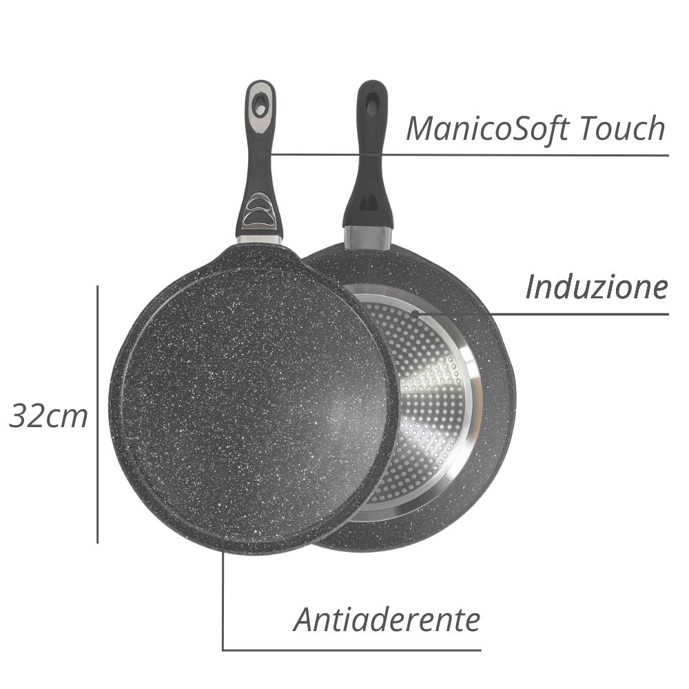 Testo rovente antiaderente adatto a forno ad induzione con manico soft touch (33633096) (38866682)