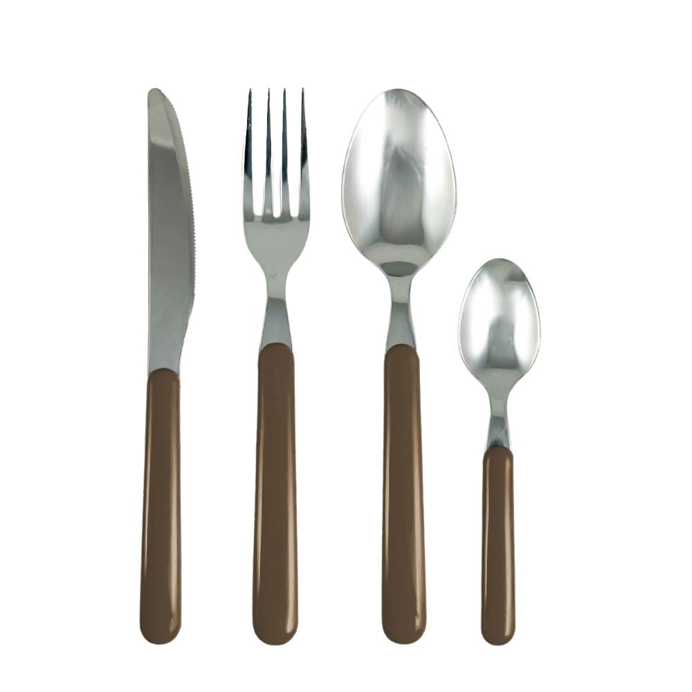 Set 24 Posate con Manico Colorato tortora (33633756) (38867380)