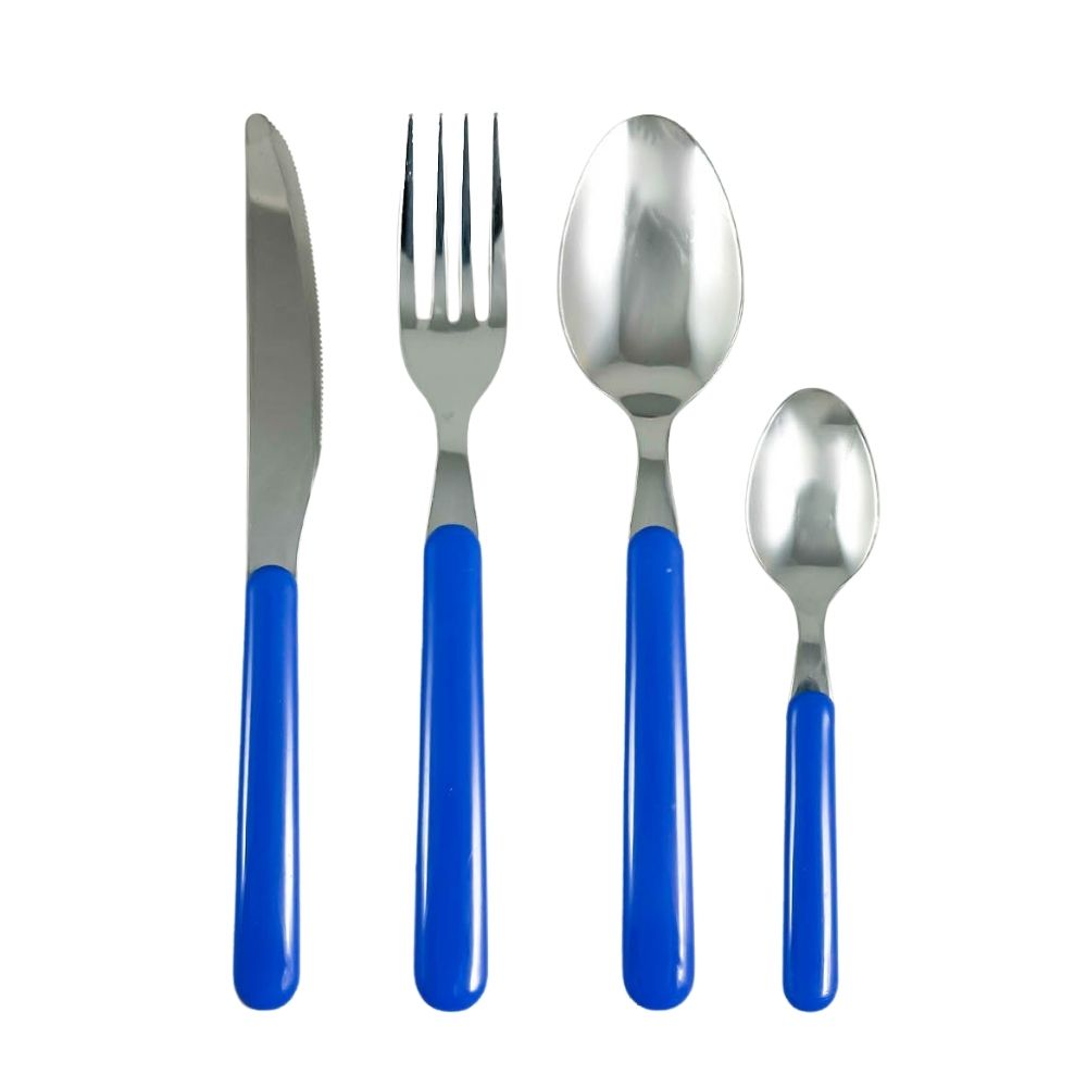 Set 24 Posate con Manico Colorato blu reale