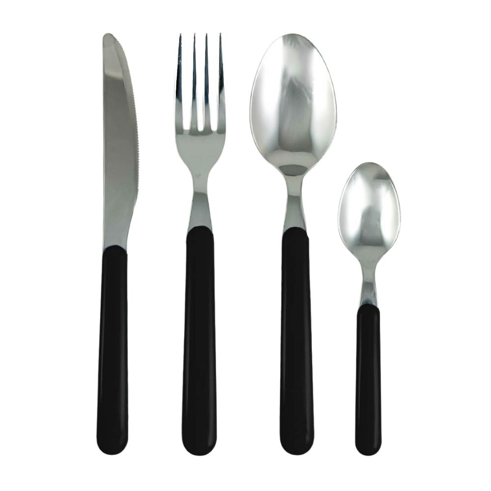 Set 24 Posate con Manico Colorato nero