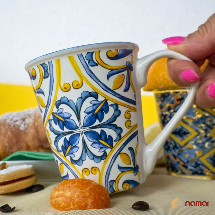 Set 4 Mug in Porcellana - 300 ml di Colore e Gusto | Stile Maiolica