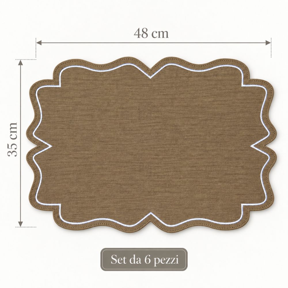 Set 6 Sottopiatti Chic Similpelle | Sabbia