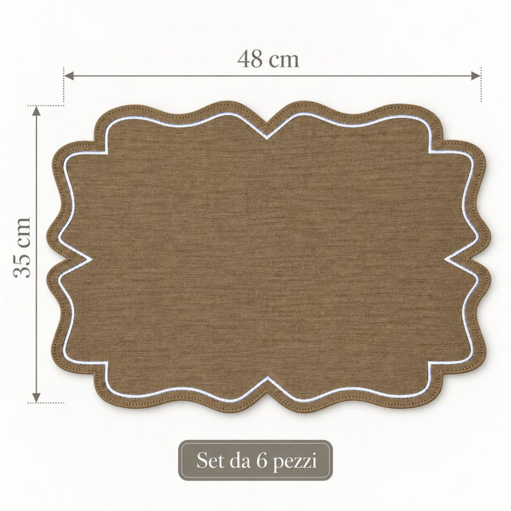 Set 6 Sottopiatti Chic Similpelle | Sabbia