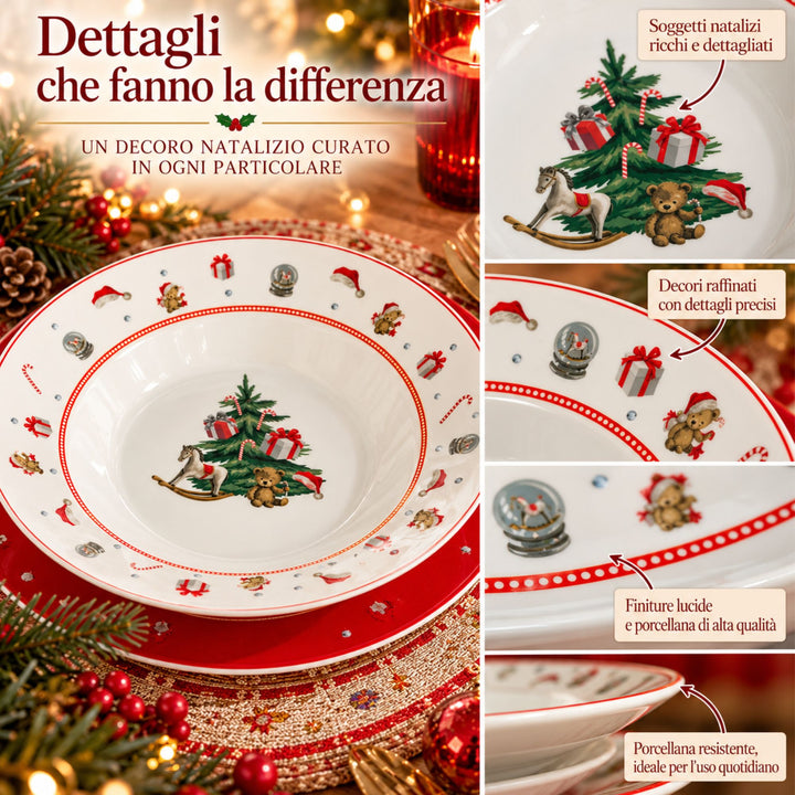 Servizio Piatti Natalizi 18 Pezzi – La Magia del Natale sulla Tua Tavola
