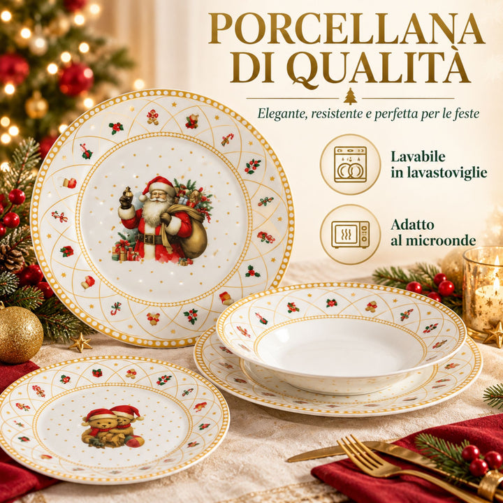 Servizio Piatti Natalizi 18 Pezzi – La Magia del Natale sulla Tua Tavola