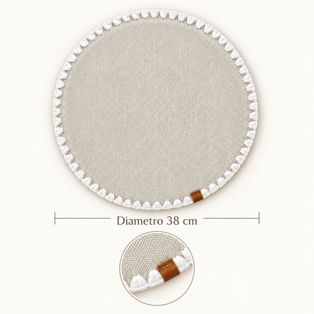 Set 6 Sottopiatti - Tovagliette Tonde - 38cm | Grigio