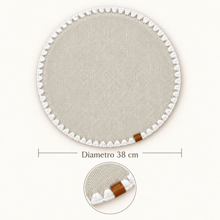 Set 6 Sottopiatti - Tovagliette Tonde - 38cm | Grigio