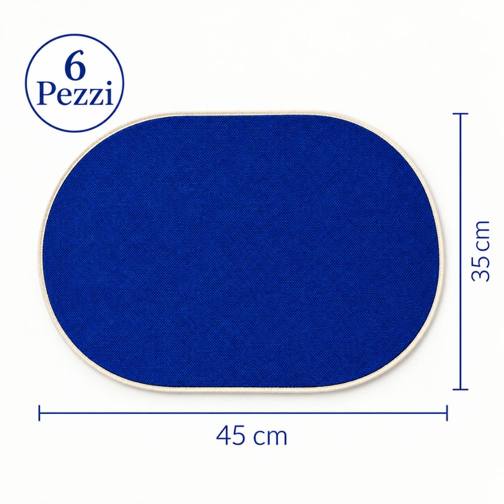 Set 6 Sottopiatti - Tovagliette Ovale - 45x30 | Blu