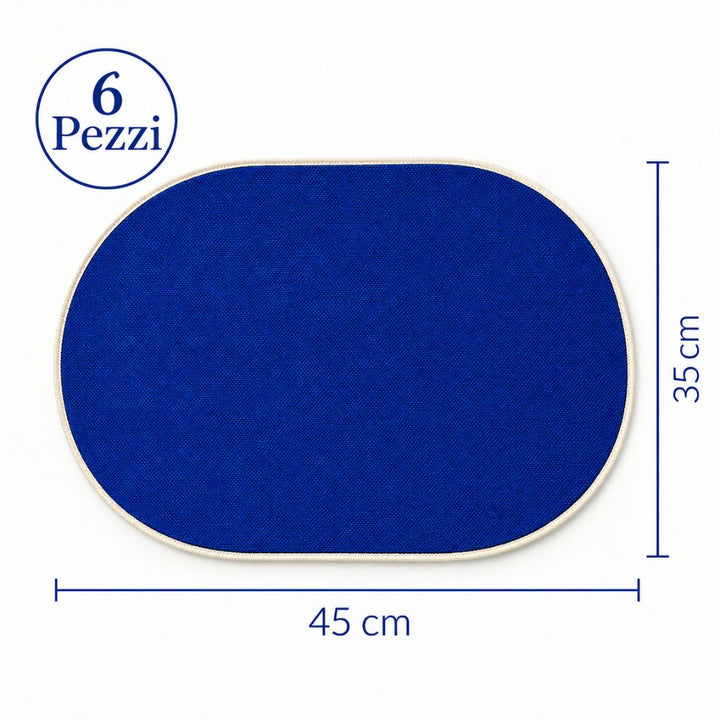 Set 6 Sottopiatti - Tovagliette Ovale - 45x30 | Blu
