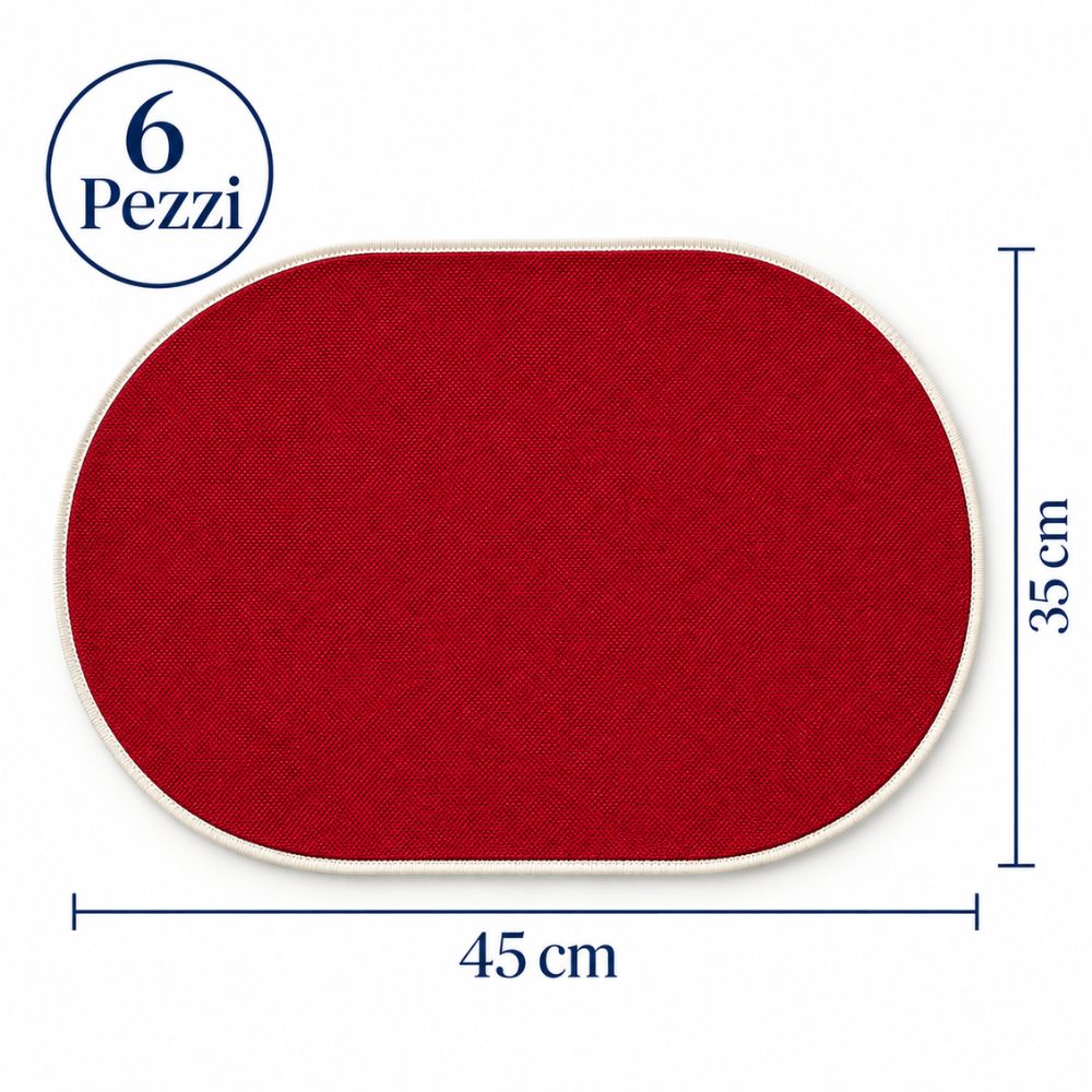 Set 6 Sottopiatti - Tovagliette Ovale - 45x30 | Bordeaux