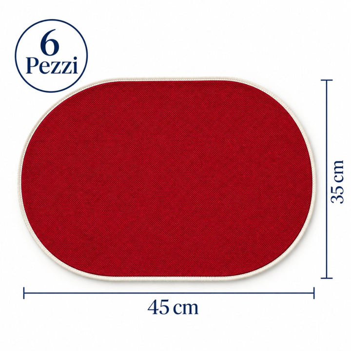 Set 6 Sottopiatti - Tovagliette Ovale - 45x30 | Bordeaux