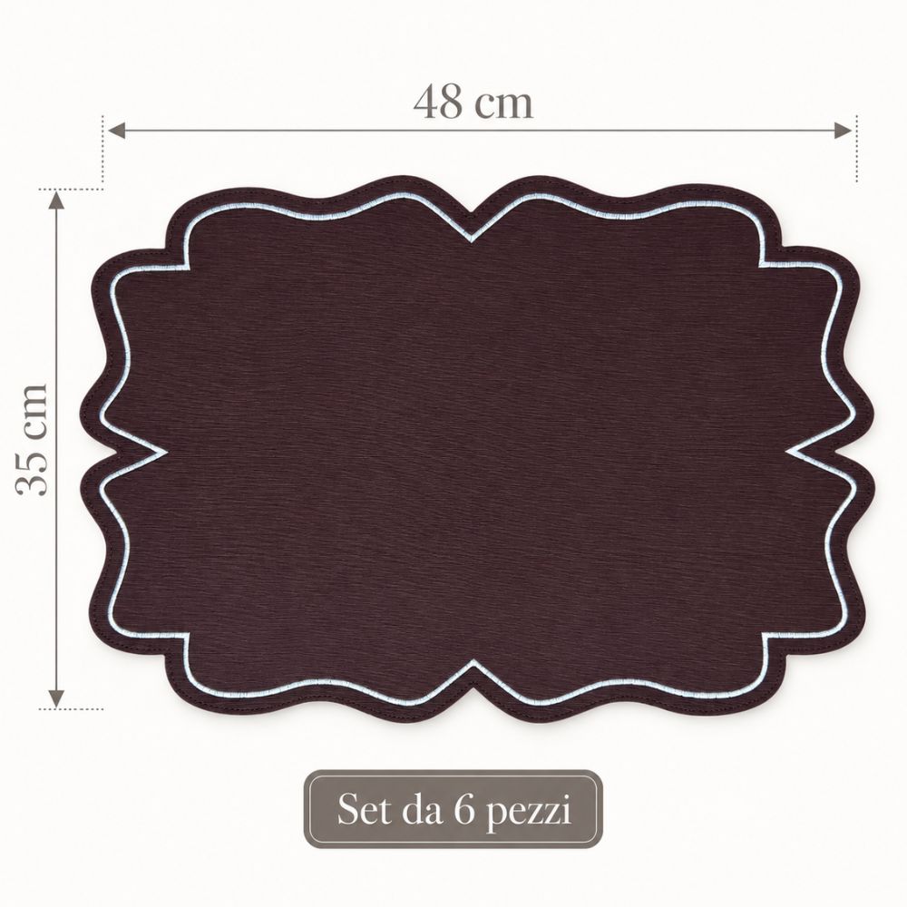 Set 6 Sottopiatti Chic Similpelle | Marrone