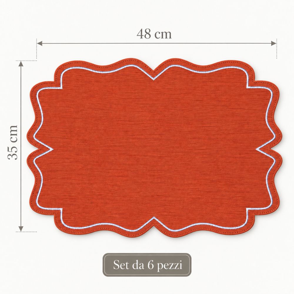 Set 6 Sottopiatti Chic Similpelle | Arancione