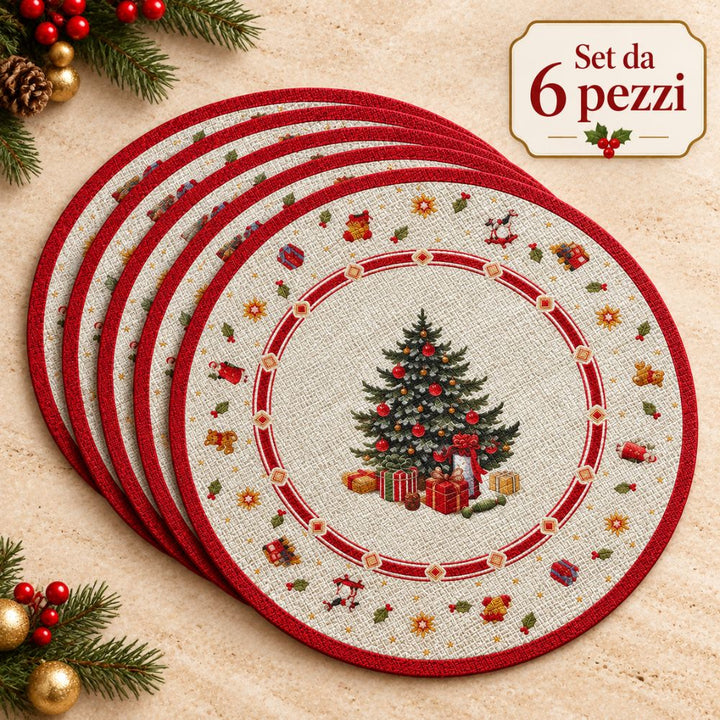 Set 6 Sottopiatti Natalizi – Christmas Tree Ø38 cm