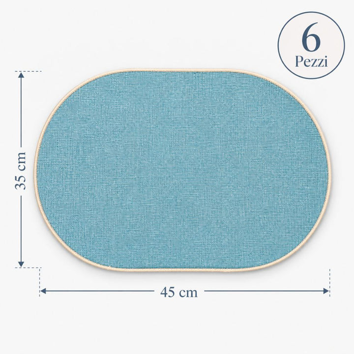Set 6 Sottopiatti - Tovagliette Ovale - 45x30 | Cielo