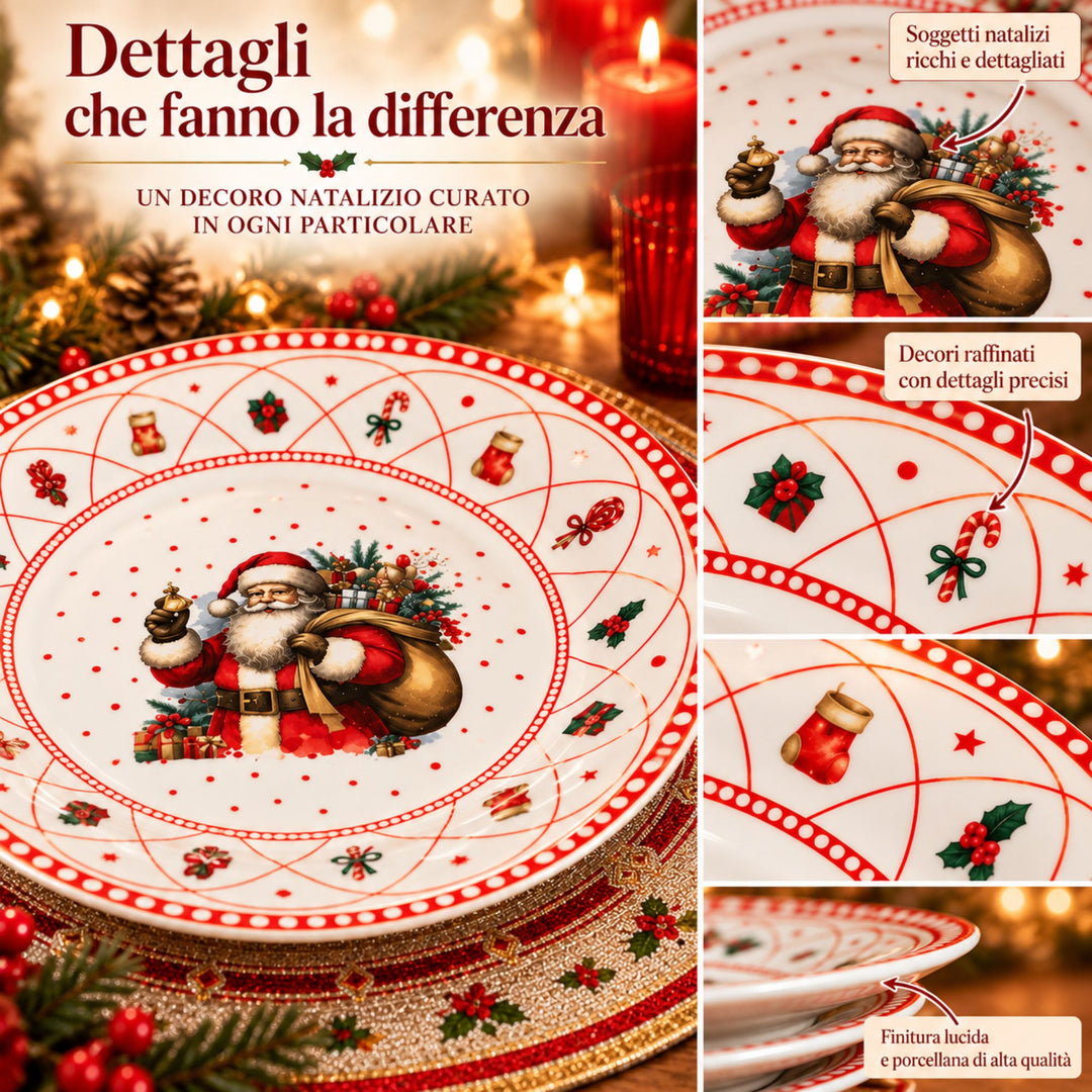 Servizio Piatti Natalizi 18 Pezzi – La Magia del Natale sulla Tua Tavola