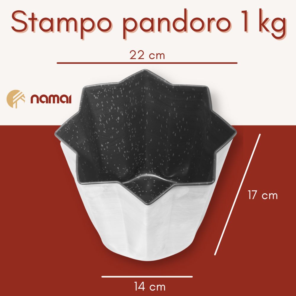 Stampo pandoro 1kg, 22cm x 17cm x 14cm, forma stella 8 punte