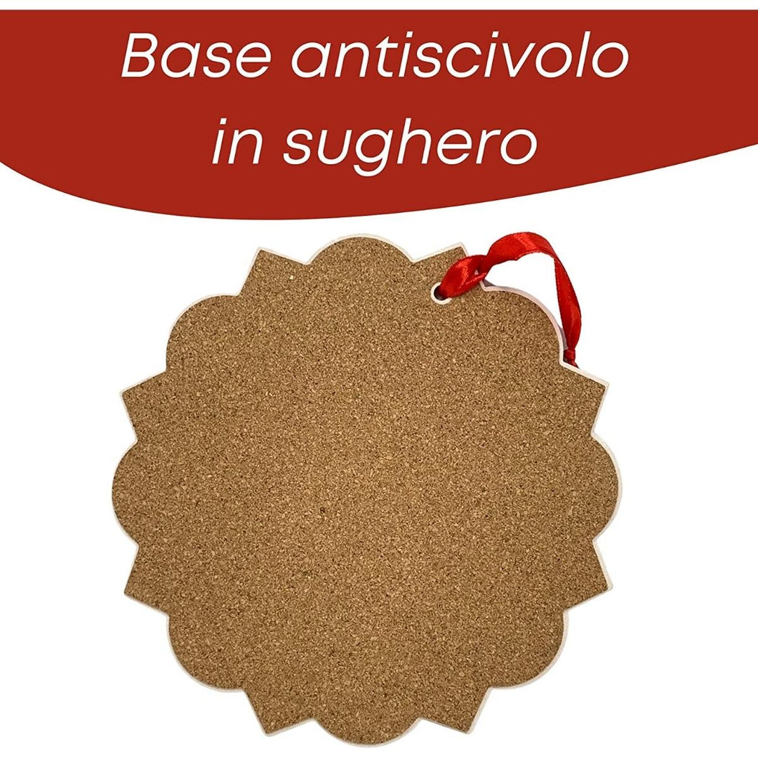 Sottopentola porcellana, base antiscivolo in sughero.