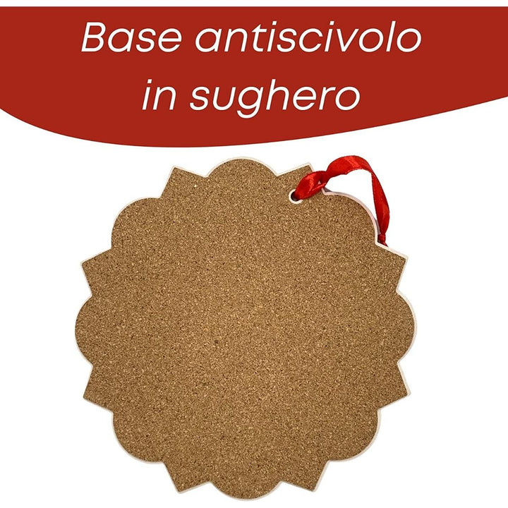 Sottopentola porcellana, base antiscivolo in sughero.