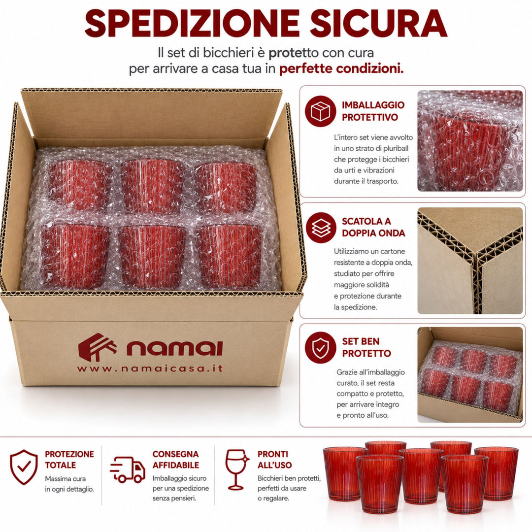 Set 6 Bicchieri Rossi – Un Tocco di Eleganza e Magia per la Tua Tavola
