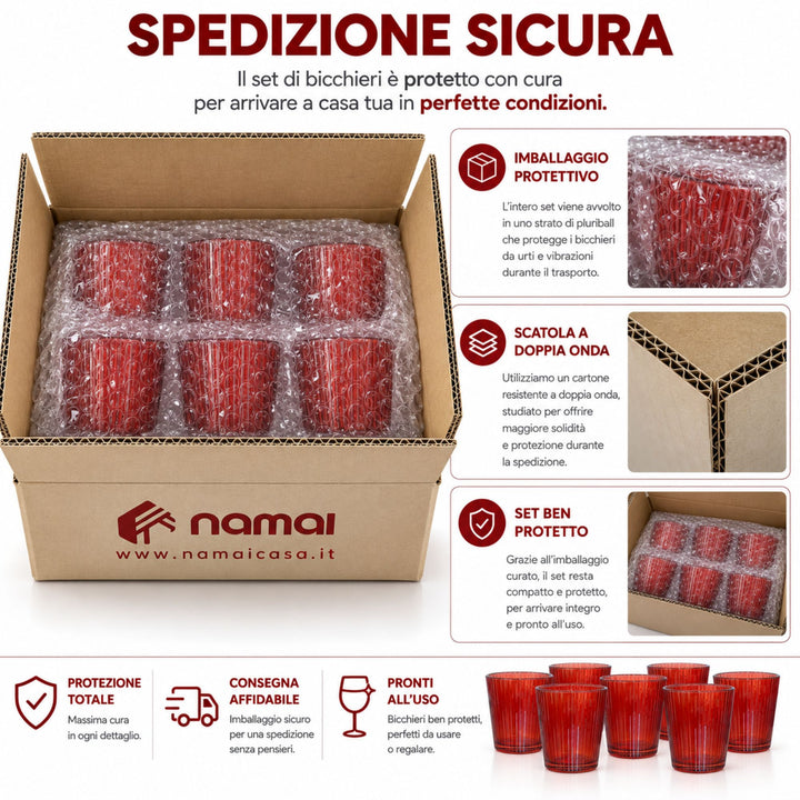 Set 6 Bicchieri Rossi – Un Tocco di Eleganza e Magia per la Tua Tavola