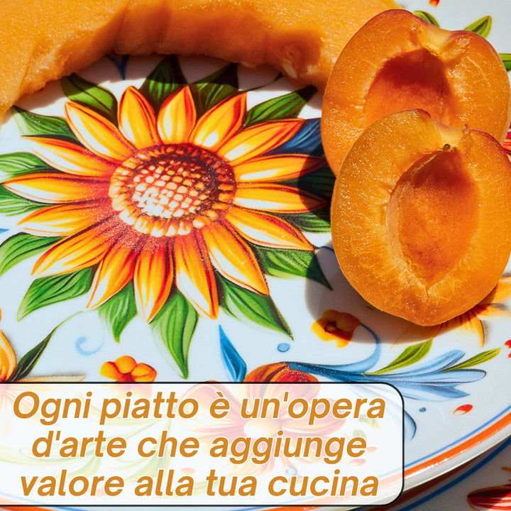 Servizio Piatti in Porcellana 6 Persone - Set Piatti 18 Pezzi - Sunflower