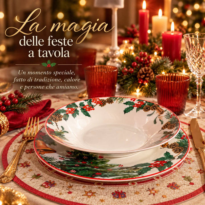 Servizio Piatti Natalizi 18 Pezzi – La Magia del Natale sulla Tua Tavola