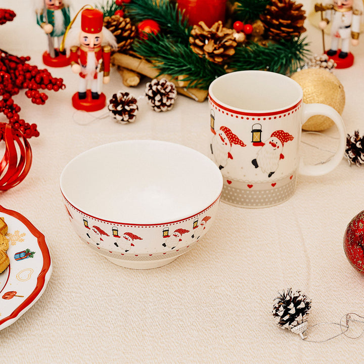 Set 2 Mug + 2 Ciotole 310 ml – Gnomi | Colazioni in Festa