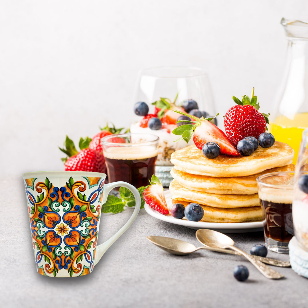 Set 4 Mug in Porcellana - 300 ml di Colore e Gusto | Stile Maiolica
