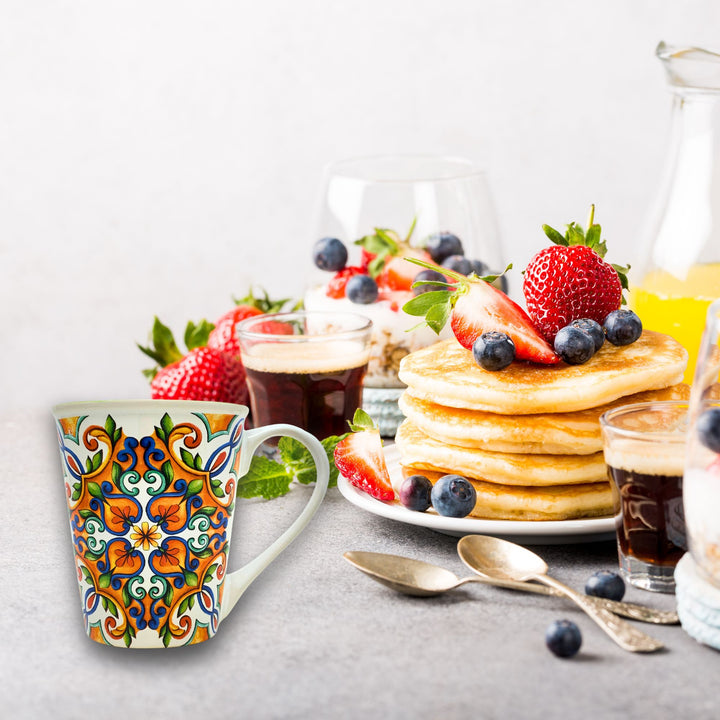 Set 4 Mug in Porcellana - 300 ml di Colore e Gusto | Stile Maiolica