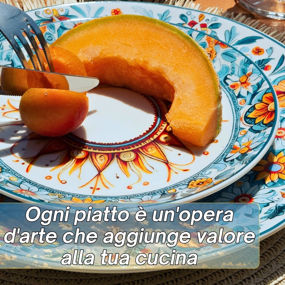 Servizio Piatti 18 Pezzi in Porcellana – Collezione Aurora | Sole e Colore in Tavola