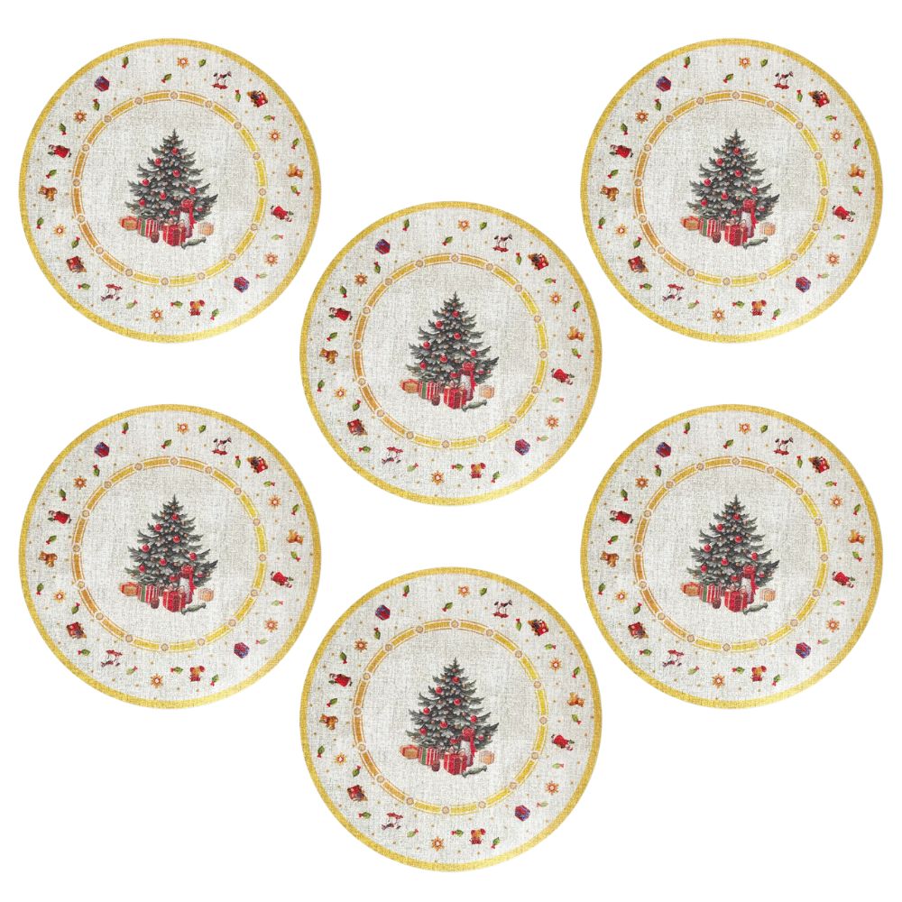 Set 6 Sottopiatti Natalizi – Christmas Tree Gold Ø38 cm