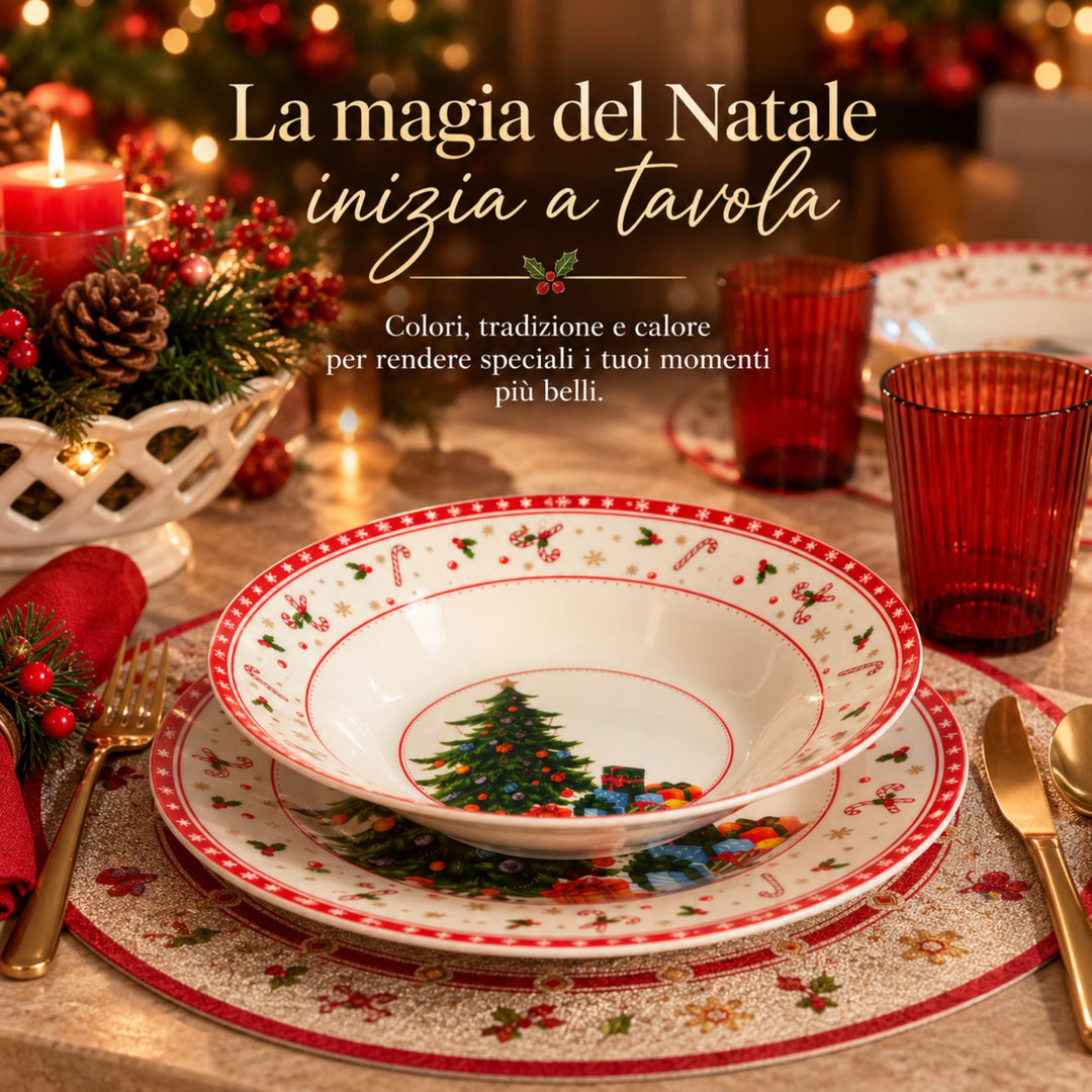 Servizio Piatti Natalizi 18 Pezzi – La Magia del Natale sulla Tua Tavola