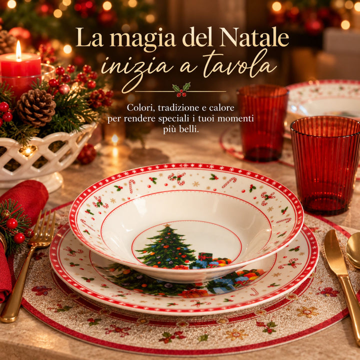 Servizio Piatti Natalizi 18 Pezzi – La Magia del Natale sulla Tua Tavola