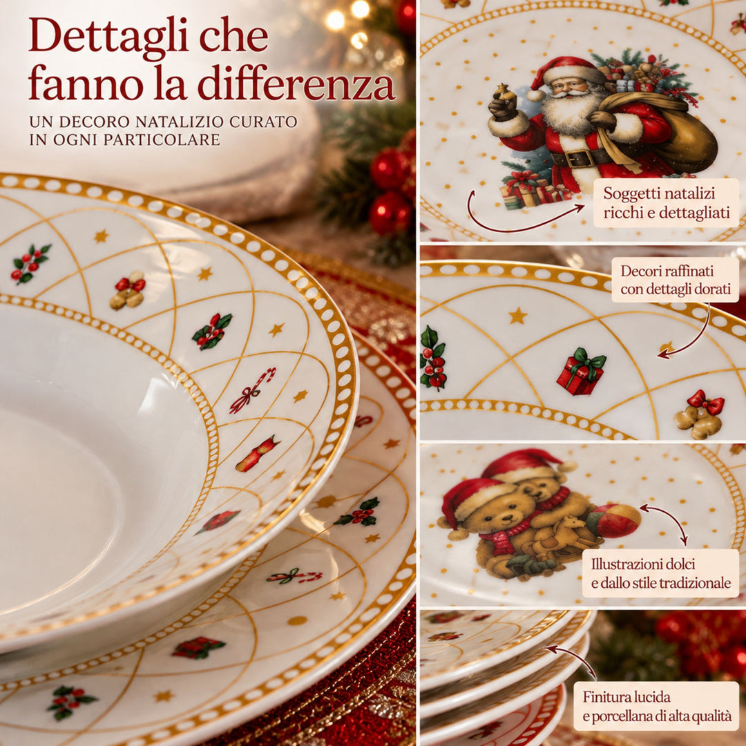 Servizio Piatti Natalizi 18 Pezzi – La Magia del Natale sulla Tua Tavola