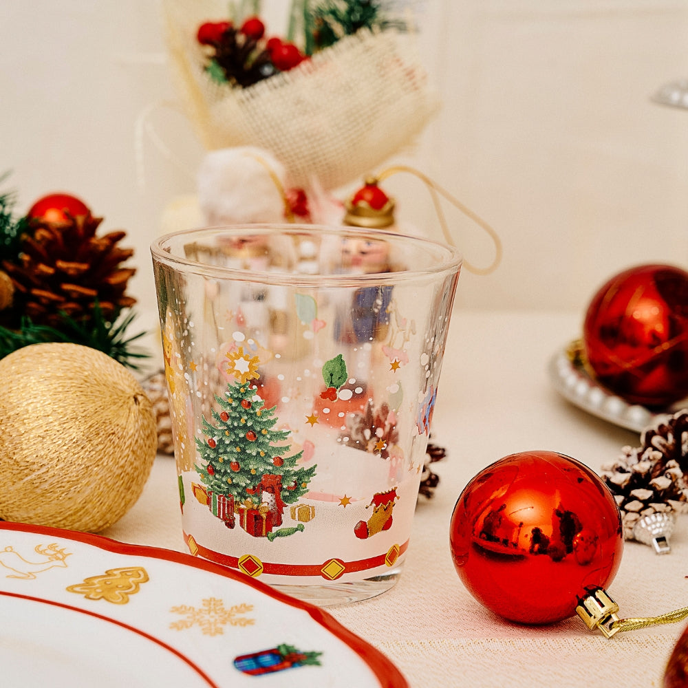 Set 6 Bicchieri Natalizi- Bicchieri Acqua Vetro- 27CL- Bicchieri Colorati Acqua  (ALBERO)